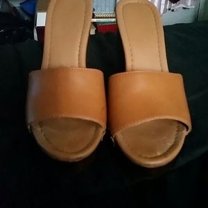 Tan wedge heels